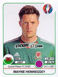 Sticker Wayne Hennessey - UEFA Euro France 2016 n. 181 - Panini