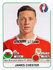 Sticker James Chester - UEFA Euro France 2016 - Panini