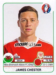 Sticker James Chester - UEFA Euro France 2016 n. 183 - Panini