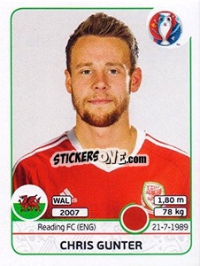 Sticker Chris Gunter - UEFA Euro France 2016 n. 185 - Panini