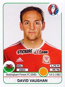 Sticker David Vaughan - UEFA Euro France 2016 n. 189 - Panini
