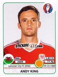 Sticker Andy King - UEFA Euro France 2016 n. 191 - Panini