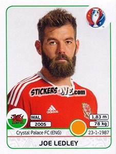 Sticker Joe Ledley - UEFA Euro France 2016 n. 192 - Panini