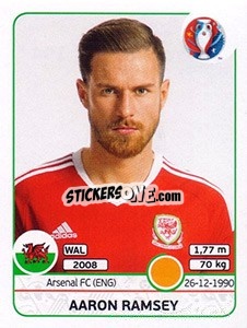 Sticker Aaron Ramsey - UEFA Euro France 2016 n. 194 - Panini
