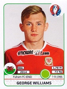 Sticker George Williams - UEFA Euro France 2016 n. 196 - Panini