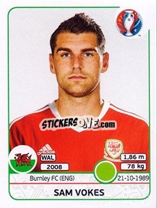 Sticker Sam Vokes - UEFA Euro France 2016 n. 199 - Panini