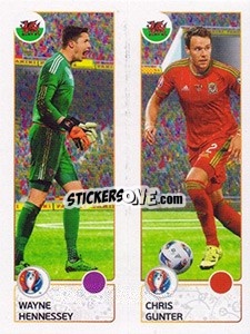 Sticker Wayne Hennessey / Chris Gunter - UEFA Euro France 2016 n. 202 - Panini