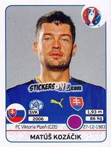 Sticker Matús Kozácik - UEFA Euro France 2016 n. 213 - Panini