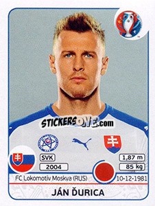 Sticker Ján Durica - UEFA Euro France 2016 n. 214 - Panini