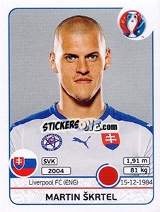Sticker Martin Škrtel - UEFA Euro France 2016 n. 216 - Panini