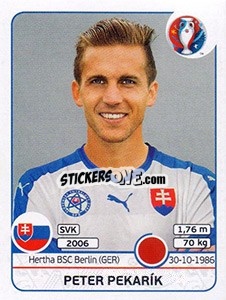 Sticker Peter Pekarík - UEFA Euro France 2016 n. 218 - Panini