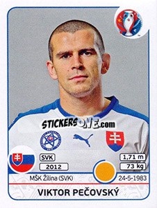 Sticker Viktor Pecovský - UEFA Euro France 2016 n. 220 - Panini