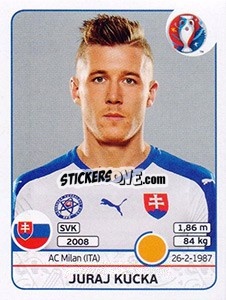 Sticker Juraj Kucka - UEFA Euro France 2016 n. 222 - Panini