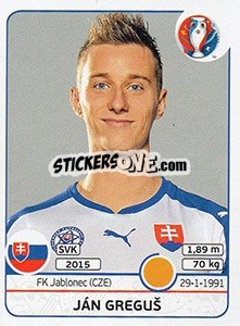 Sticker Ján Greguš - UEFA Euro France 2016 - Panini