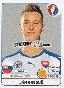 Sticker Ján Greguš - UEFA Euro France 2016 n. 224x - Panini