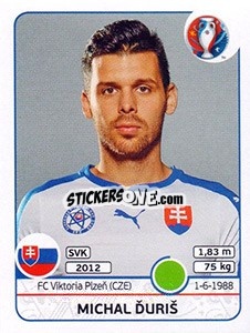 Sticker Michal Ďuriš - UEFA Euro France 2016 - Panini