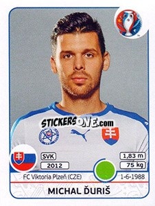 Sticker Michal Ďuriš - UEFA Euro France 2016 n. 231 - Panini
