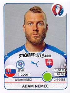 Sticker Adam Nemec - UEFA Euro France 2016 n. 232 - Panini