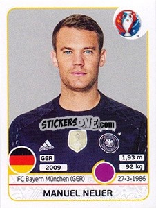 Sticker Manuel Neuer - UEFA Euro France 2016 n. 241 - Panini