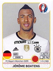 Sticker Jérôme Boateng - UEFA Euro France 2016 n. 243 - Panini