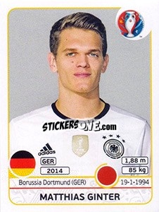 Sticker Matthias Ginter - UEFA Euro France 2016 n. 245 - Panini