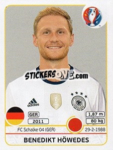 Sticker Benedikt Höwedes - UEFA Euro France 2016 n. 245x - Panini