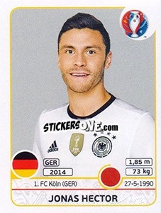 Sticker Jonas Hector - UEFA Euro France 2016 - Panini