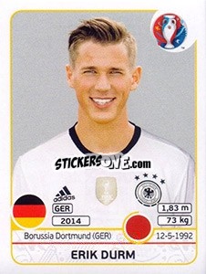 Sticker Erik Durm - UEFA Euro France 2016 n. 247 - Panini