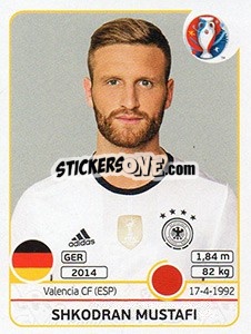 Sticker Shkodran Mustafi - UEFA Euro France 2016 n. 247x - Panini