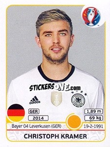 Sticker Christoph Kramer - UEFA Euro France 2016 n. 252 - Panini