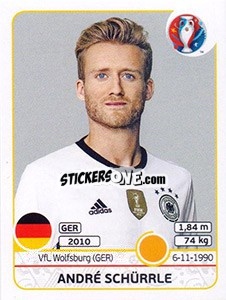 Sticker André Schürrle - UEFA Euro France 2016 n. 253 - Panini