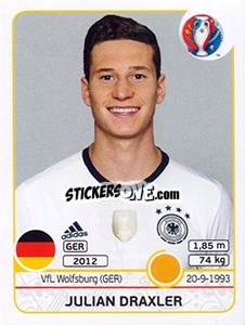 Sticker Julian Draxler - UEFA Euro France 2016 n. 254 - Panini