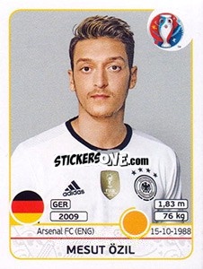 Sticker Mesut Özil - UEFA Euro France 2016 n. 255 - Panini
