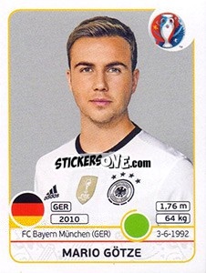 Sticker Mario Götze - UEFA Euro France 2016 n. 257 - Panini
