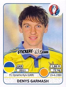 Sticker Denys Garmash - UEFA Euro France 2016 n. 280 - Panini