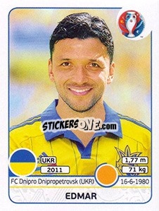 Sticker Edmar - UEFA Euro France 2016 n. 284 - Panini