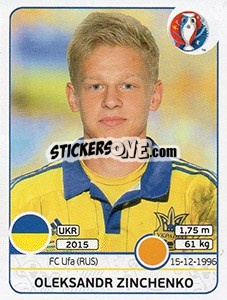 Sticker Oleksandr Zinchenko - UEFA Euro France 2016 n. 284x - Panini