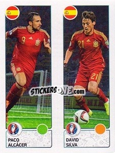 Sticker Paco Alcácer / David Silva - UEFA Euro France 2016 n. 378 - Panini