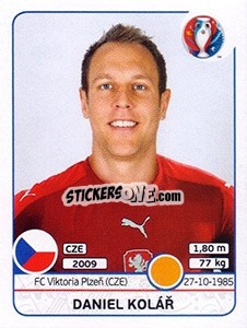 Sticker Daniel Kolár - UEFA Euro France 2016 n. 395 - Panini