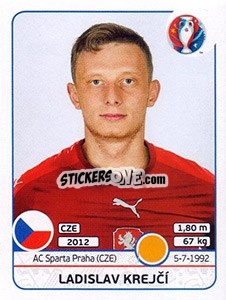 Sticker Ladislav Krejcí - UEFA Euro France 2016 n. 399 - Panini