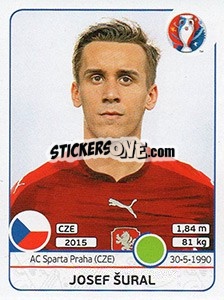 Sticker Josef Šural - UEFA Euro France 2016 n. 401x - Panini