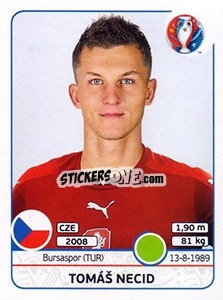 Sticker Tomás Necid - UEFA Euro France 2016 n. 404 - Panini