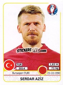 Sticker Serdar Aziz - UEFA Euro France 2016 n. 406 - Panini