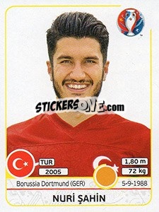 Sticker Nuri Sahin - UEFA Euro France 2016 n. 412x - Panini