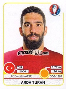Sticker Arda Turan - UEFA Euro France 2016 n. 419 - Panini