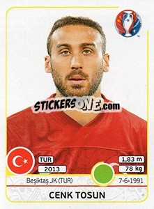 Sticker Cenk Tosun - UEFA Euro France 2016 n. 423x - Panini