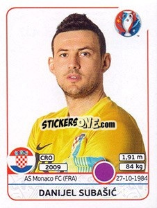 Sticker Danijel Subasic - UEFA Euro France 2016 - Panini