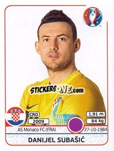 Sticker Danijel Subasic - UEFA Euro France 2016 n. 437 - Panini