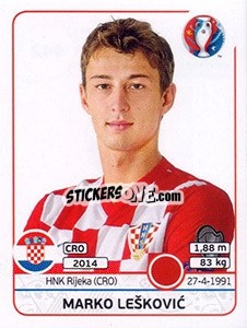 Sticker Marko Leskovic - UEFA Euro France 2016 n. 442 - Panini