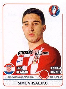 Sticker Šime Vrsaljko - UEFA Euro France 2016 n. 443 - Panini
